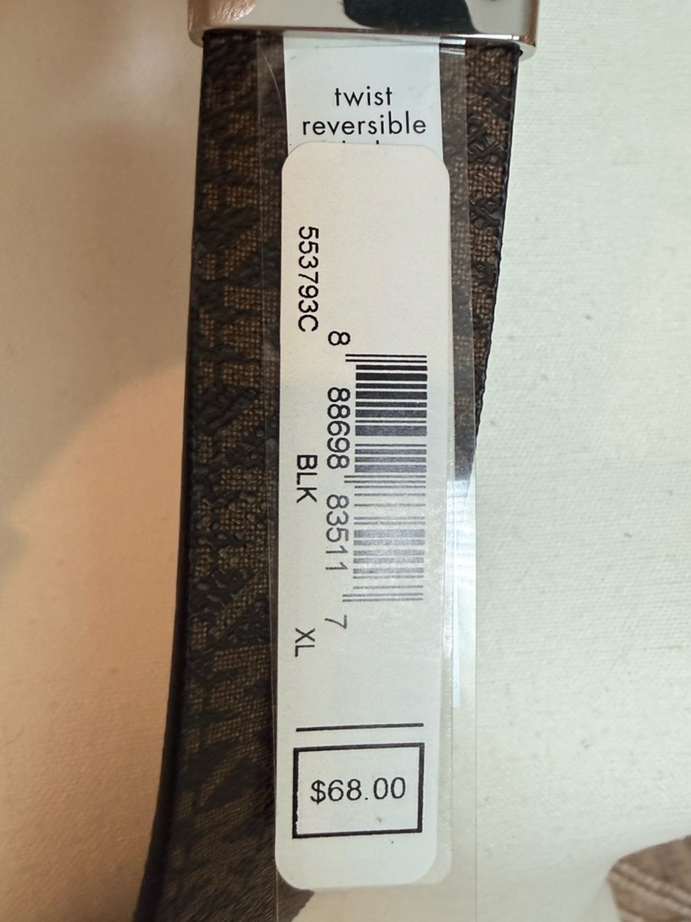 Michael Kors Reversible MK Monogram Belt Black Brown Silver Buckle XL NWT - Picture 7 of 11